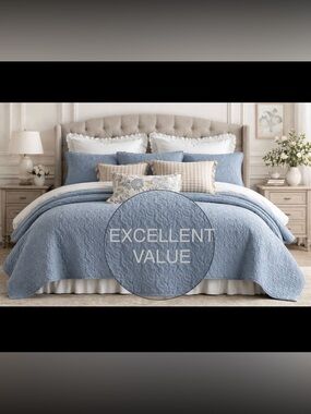 Home Collection All Season Floral Coverlet Quilt Set with Shams NWT FIRM